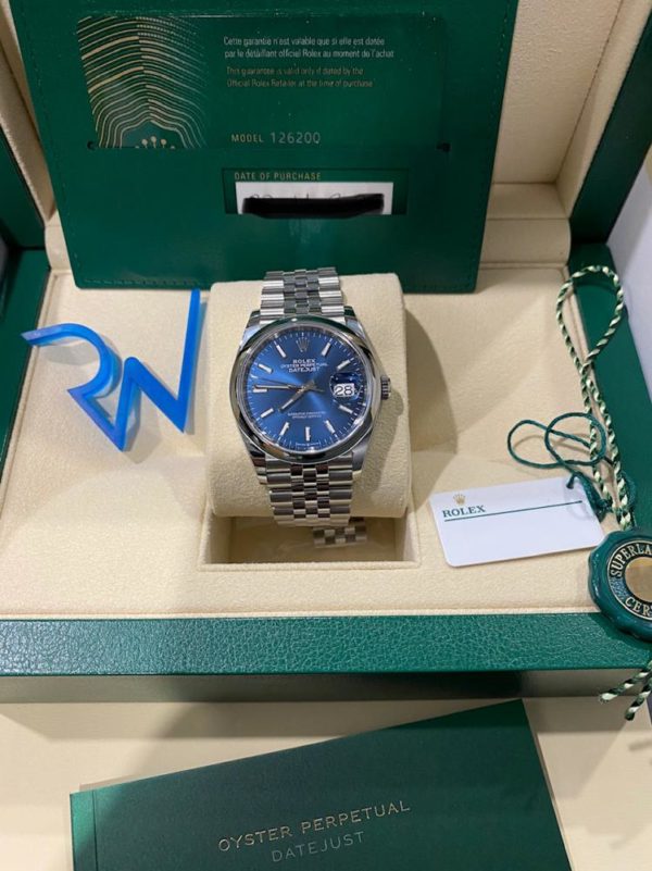 rare-watches-co-bordeaux-strasbourg-montre-occasion-rolex-Datejust -126200-neuve-fullset-montrestrasbourg-jublié-bluedial
