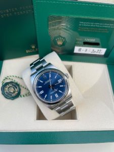 rare-watches-co-bordeaux-strasbourg-montre-occasion-rolex-oysterperpetual-op41-op41blue-op41yellow--optiffany fullset-montrestrasbourg-luxe-montredeluxestrasbourg-montredeluxe-124300